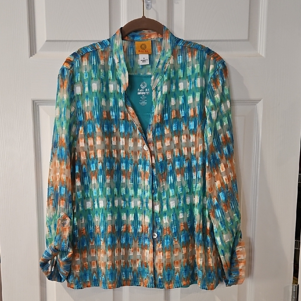 Ruby Rd. Multicolor Abstract Blouse - image 1